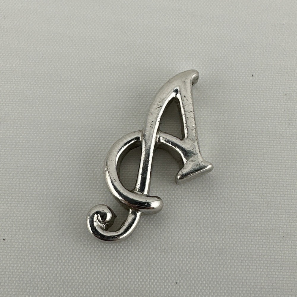 Sterling Silver Cursive Initial‎ Letter "A" Charm Pendant